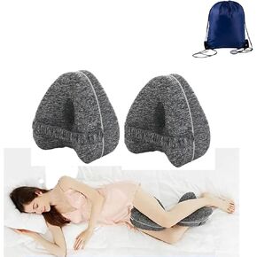 GERRIT Memory Foam Knee Pillow,Leg Positioner Pillows for Back, Leg, Pregnancy and Hip Pain Relief, Ergonomic Shape (2, Gray)