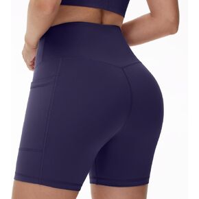 Yoga Shorts for Women Biker Shorts with Pockets Tummy Control Spandex Shorts Stretchy Cycling Running Shorts Soft Sports Shorts (Navy, S)