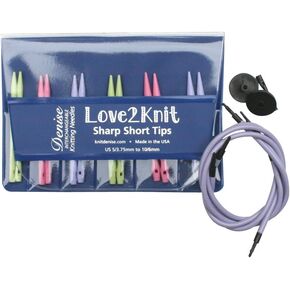 Love2Knit Sharp Short Tip Interchangeable Knitting Needles (US5-10, Pastel)