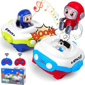 Kids Remote Control Car 2 Pack, Bumper Cars with Music and Lights, RC Car Game Toy for Toddlers, Pop up Cartoon Battle Car Birthday for 3 4 5 6 7 8 Year Old Boys