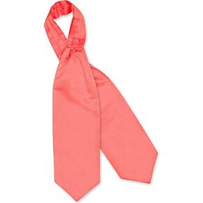 Vesuvio Napoli ASCOT Solid CORAL PINK Color Cravat Men's Neck Tie