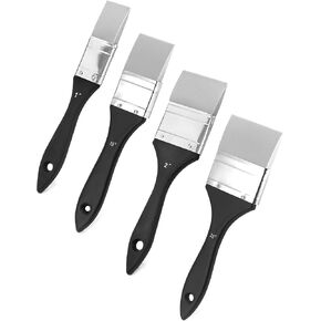 QWORK Paint Brush, Silicone Color Shaper Tool, 4 Pcs (1 inch, 1.5 inch, 2 inch, 2.5 inch) Solid Flat Flexible Acrylic Brush Water Based Painting Tool for Move and Remove Acrylic Paints