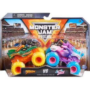 Monster Jam, Official Dragon Vs. Sparkle Smash Die-Cast Monster Trucks, 1:64 Scale, Kids Toys for Boys Ages 3 and up