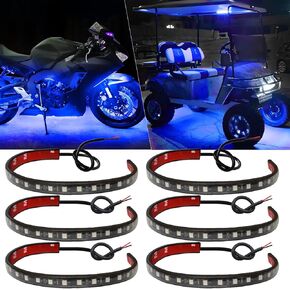 12V Car Led Light Strip,32CM Underglow Accent Light Strips,6PCS 5050 18SMD Waterproof Led Light Strips for Cars Motorcycles Golf Cart Interior & Exterior Marine Boat Blue