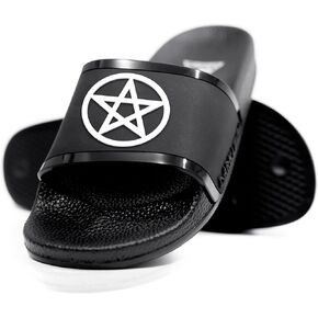 Black Slides - Footwear for Men & Women, Mens Comfortable Cloud Slippers, Womens Fashion Flip Flops Grunge Sandals, Indoor Outdoor Graphic Athletic Waterproof Gothic 3D Design Slide in Saudi Arabia