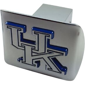 University of Kentucky METAL emblem (chrome with royal blue trim) on chrome METAL Hitch Cover