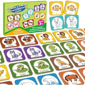 Memory Card Game, Toddler Matching Game, Learn Spanish for Kids, Bilingual Flash Cards, Learning Toys for 4 Year Old, Preschool Learning Activities, Homeschool Supplies, Kindergarten Toys