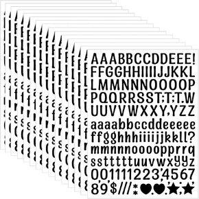 2280 Pieces 15 Sheets Black Small Letter Stickers,0.5 Inch self-Adhesive Alphabet Numbers Stickers,Cute Vinyl Letter Stickers for Mailbox,Scrapbooking,Windows,Signs,Doors,Enterprise,Address (Black)