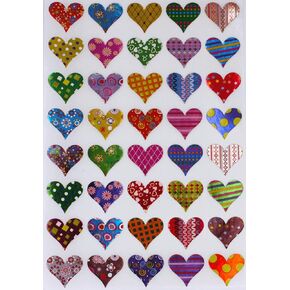 Valentines Sticker Hearts – Shiny Metallic Assorted Patterns Heart Stickers in Red, Pink, Blue, Gold, Green, Purple, Stars, Flowers, Stripes and Dots - Permanent Adhesive - 200 Pack by Royal Green