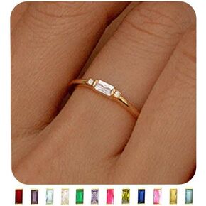 Birthstone Rings for Women Non Tarnish 14K Gold Plated Stackable Birthday Gifts for Mom Dainty Emerald Green Blue CZ Gemstone Ring for Mothers Daughter Bridesmaid Gifts Jewelry in Kuwait
