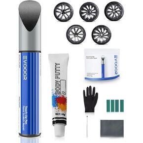 for Tesla Wheel Touch Up Paint with Curb Rash Repair Kit - DIY Kit with Color-matched Touch Up Paint (Matte Black(fits Model Y 20'')