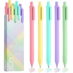 Colored Pens, 5Pcs Gel Pens 0.5mm Colored Ink Retractable Pens Fine Point Smooth Writing Quick-Dry Pens for Journaling and Note Taking, Ideal Gift for Kids (5 Pcs Morandi)