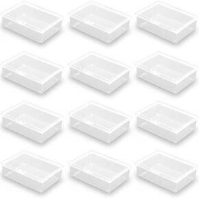 Farmer Mani 12 Pieces Rectangular Clear Plastic Storage Containers for Tiny Items and Other Craft Projects. (3.94 x 2.76 x 0.95 inch)