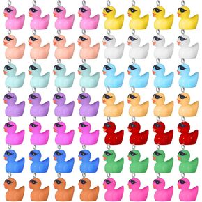 Junkin 56 Pcs Mini Resin Ducks Charm Pendants Tiny Ducks with Sunglasses Cute Duck Beads Dangle Charms for Jewelry Making DIY Duck Pendants Bracelet Necklace Earrings Keychain Christmas Crafts Gift