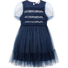 Tutu Dress for Girls - Glitter Sequin Tulle Dress Tiered Layered Puff Sleeves Tutu Dress for Birthday Party Photo Prop