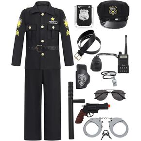 Police Officer Costume for Boys Kids Cop Costume Policeman Cosplay Uniform Toddler Halloween Costumes