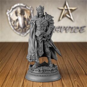 AUSPDICE 32mm Warrior King D&D Miniature Statue for Wargaming and Gaming, 32mm, 3D Printed Fantasy Gaming Mini Ideal for TTRPG Players