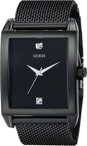 GUESS Men's U12557G1 Classic Black IP Rectangular Diamond Accented Watch in Kuwait