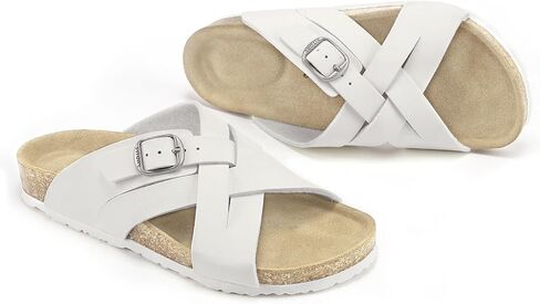 FITORY Women's Cork Footbed Slide,Open Toe Flat Sandals with Arch Support for Summer Size 6-11 in Saudi Arabia