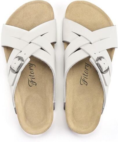 FITORY Women's Cork Footbed Slide,Open Toe Flat Sandals with Arch Support for Summer Size 6-11 in Saudi Arabia