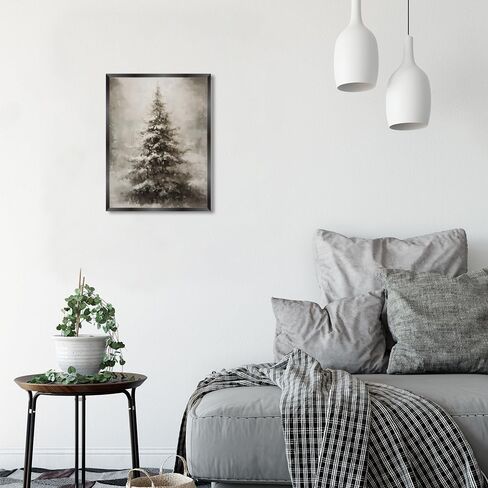 WAYUWGAN Vintage Christmas Canvas Wall Art Pine Tree Botanical Wall Art Prints Poster Winter Scene Forest Landscape Snow Painting Pictures Farmhouse Aesthetics Decor 12x16in Unframed in Saudi Arabia