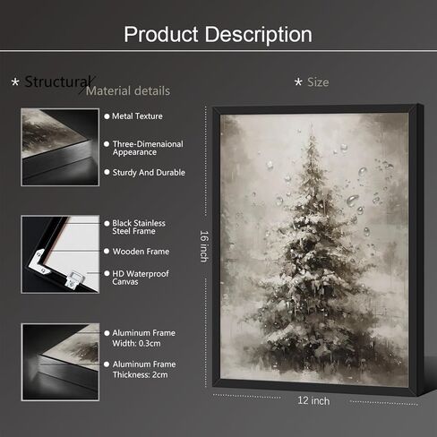 WAYUWGAN Vintage Christmas Canvas Wall Art Pine Tree Botanical Wall Art Prints Poster Winter Scene Forest Landscape Snow Painting Pictures Farmhouse Aesthetics Decor 12x16in Unframed in Saudi Arabia