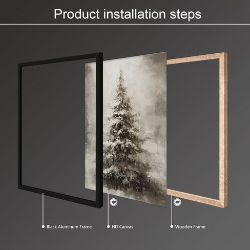 WAYUWGAN Vintage Christmas Canvas Wall Art Pine Tree Botanical Wall Art Prints Poster Winter Scene Forest Landscape Snow Painting Pictures Farmhouse Aesthetics Decor 12x16in Unframed in Saudi Arabia