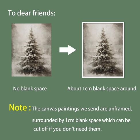 WAYUWGAN Vintage Christmas Canvas Wall Art Pine Tree Botanical Wall Art Prints Poster Winter Scene Forest Landscape Snow Painting Pictures Farmhouse Aesthetics Decor 12x16in Unframed in Saudi Arabia