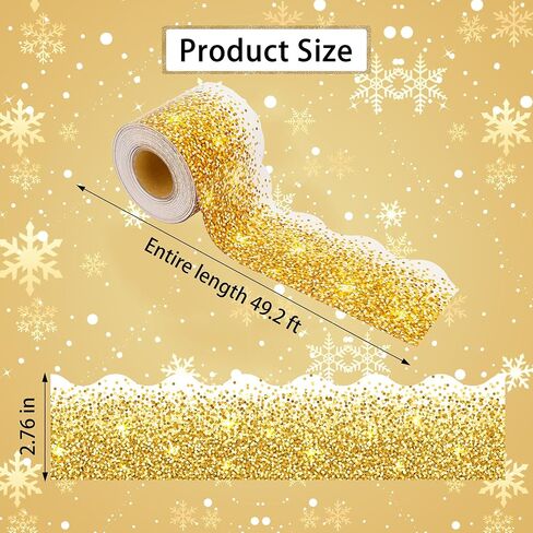 Lucleag 36 Ft Glitter Golden Bulletin Board Border Roll, Shiny Confetti Bulletin Board Border Trim for Christmas New Year Birthday Back to School Party Classroom Bulletin Board Decorations in Kuwait
