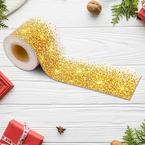Lucleag 36 Ft Glitter Golden Bulletin Board Border Roll, Shiny Confetti Bulletin Board Border Trim for Christmas New Year Birthday Back to School Party Classroom Bulletin Board Decorations in Kuwait