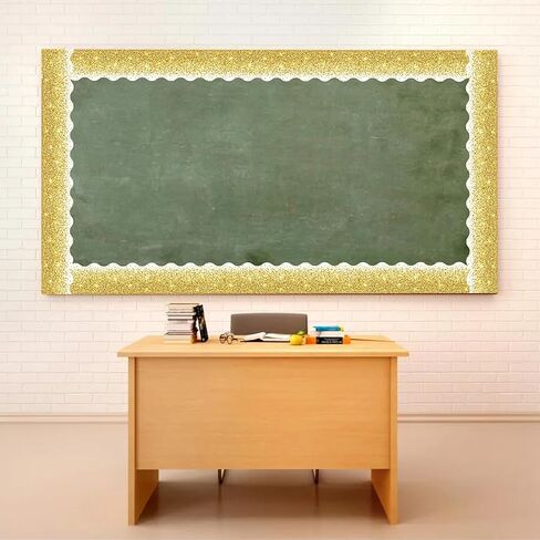 Lucleag 36 Ft Glitter Golden Bulletin Board Border Roll, Shiny Confetti Bulletin Board Border Trim for Christmas New Year Birthday Back to School Party Classroom Bulletin Board Decorations in Kuwait