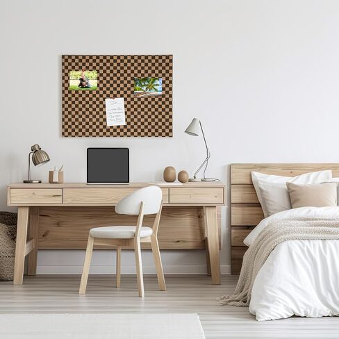 gasaré, Large Cork Board for Walls, Bulletin Board, Pin Board for Office, 23 x 17 Inches, Frameless, Decorative Design, Install Horizontal or Vertical, Screws and Anchors Included, Checkered Design in Saudi Arabia