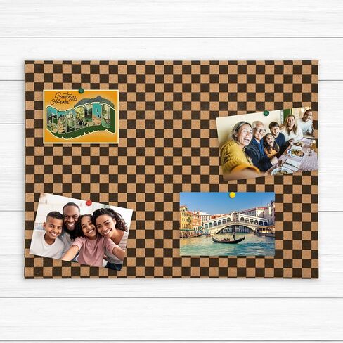 gasaré, Large Cork Board for Walls, Bulletin Board, Pin Board for Office, 23 x 17 Inches, Frameless, Decorative Design, Install Horizontal or Vertical, Screws and Anchors Included, Checkered Design in Saudi Arabia
