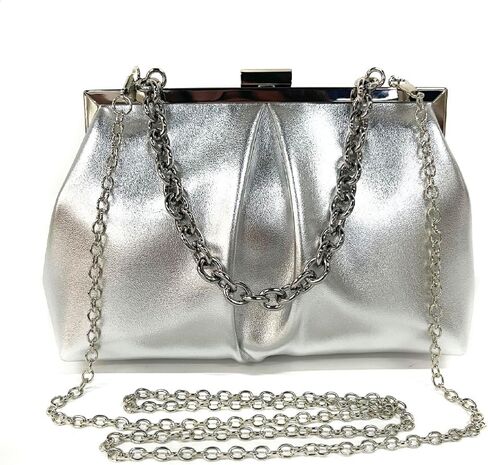 Women's Ruched Clutch Handbags PU Leather Evening Bag with Chain for Wedding Party Prom in Saudi Arabia