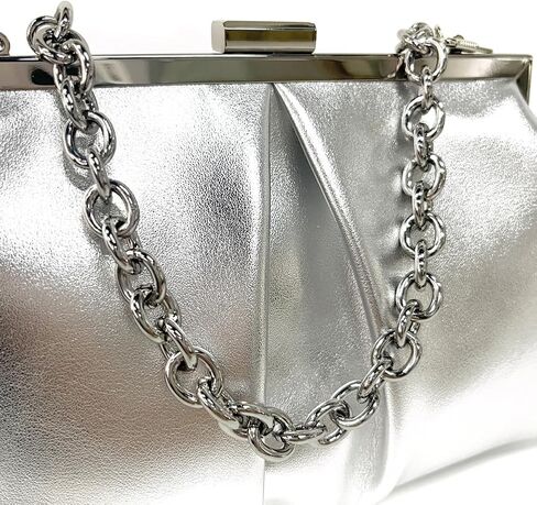 Women's Ruched Clutch Handbags PU Leather Evening Bag with Chain for Wedding Party Prom in Saudi Arabia