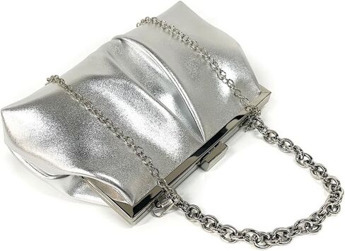 Women's Ruched Clutch Handbags PU Leather Evening Bag with Chain for Wedding Party Prom in Saudi Arabia