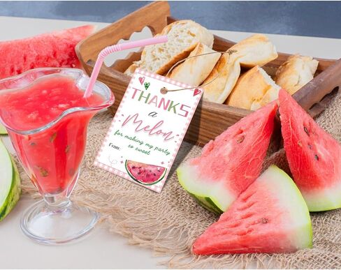 50PCS Watermelon Thank You Tags, Thanks a Melon Gift Tag with String for Summer Watermelon First Birthday, Sweet Fruit Present Labels for One in a Melon Party Favors (pink) in Kuwait