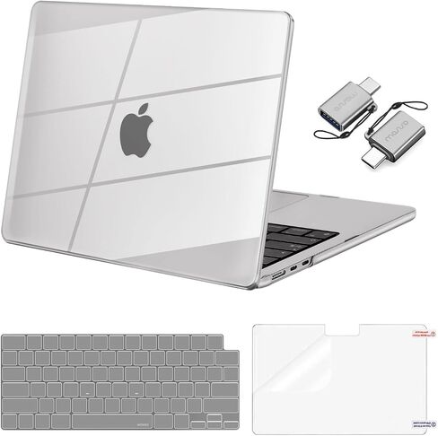 حافظة MOSISO متوافقة مع جهاز MacBook Air 13 بوصة 2024 2023 2022 M3 A3113 M2 A2681، غلاف صلب من البلاستيك الطبيعي وغطاء لوحة المفاتيح وفيلم شاشة ونوع C لجهاز MacBook Air 13.6 بوصة، كريستال ميدنايت in Saudi Arabia