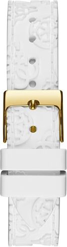 GUESS Ladies Sport Crystal Multifunction 36mm Watch – White Dial Gold-Tone Stainless Steel Case with White Silicone Strap in Kuwait