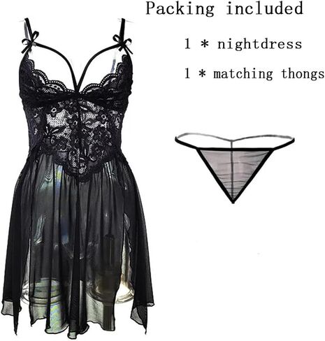 Women Lingerie Lace Chemise Sleepwear Babydoll Nightwear Sexy Strap Nightgown Chemise in Kuwait