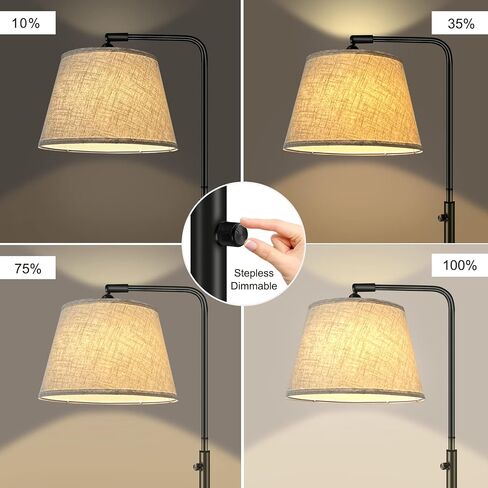 Floor Lamp with 3 Color Temperatures for Living Room Bedroom Office, Arc Modern Standing Lamp Tall Bright Corner Floor Lamp with Shade, Stepless Adjustable 3000K-6500K Colors, 9W LED Bulb in Saudi Arabia