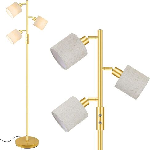Floor Lamps for Living Room, Modern Floor Lamp with Reading Lamp, 62" Tall Standing Lamp, Beige Lampshades, Simple Pole Lamps for Bedroom/Office/Kids Room/Den(Bulbs Not Including, E26/E12 Base) in Kuwait