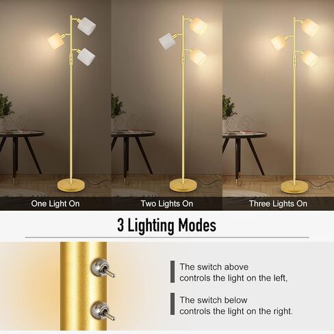 Floor Lamps for Living Room, Modern Floor Lamp with Reading Lamp, 62" Tall Standing Lamp, Beige Lampshades, Simple Pole Lamps for Bedroom/Office/Kids Room/Den(Bulbs Not Including, E26/E12 Base) in Kuwait