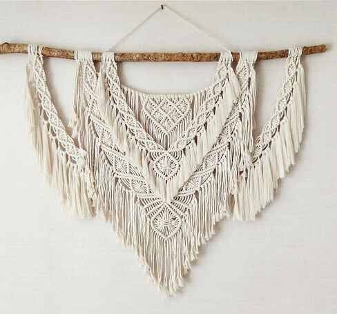 qlbuj كبير macrame الجدار شنقا الطبيعية Driftwood macrame نسيج فوق اللوح الأمامي بوهو ديكور المنزل لغرفة النوم غرفة المعيشة شقة حفل زفاف، 36 "ث × 28" ل in Saudi Arabia