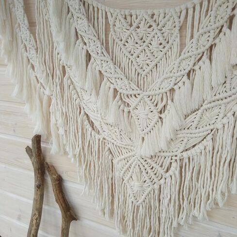 qlbuj كبير macrame الجدار شنقا الطبيعية Driftwood macrame نسيج فوق اللوح الأمامي بوهو ديكور المنزل لغرفة النوم غرفة المعيشة شقة حفل زفاف، 36 "ث × 28" ل in Saudi Arabia
