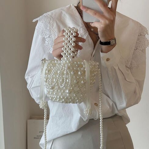 Women Pearl Bag Small Pearl Beaded Handbag with Detachable Pearl Strap Inner Bag for Wedding Prom Party in Saudi Arabia