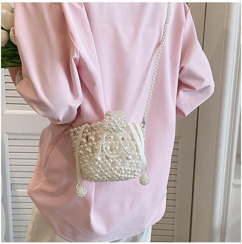 Women Pearl Bag Small Pearl Beaded Handbag with Detachable Pearl Strap Inner Bag for Wedding Prom Party in Saudi Arabia