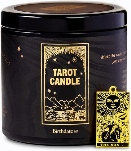 Candles Gifts for Women - The Tarot Candle by Birthdate Co - Long-Lasting Scented Candles with Gold-Plated Tarot Card Charm Inside - All-Natural Soy & Coconut Wax, 60-80 Hour Burn Time - Made in USA in Saudi Arabia