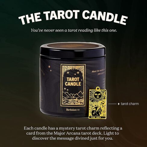 Candles Gifts for Women - The Tarot Candle by Birthdate Co - Long-Lasting Scented Candles with Gold-Plated Tarot Card Charm Inside - All-Natural Soy & Coconut Wax, 60-80 Hour Burn Time - Made in USA in Saudi Arabia