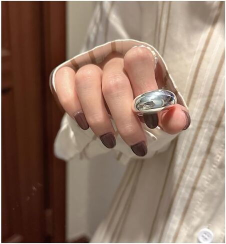 Chunky Gold Rings for Women Non Tarnish Gold Silver Stackable Ring Set Adjustable Open Dome Statement Ring Minimalist Thick Solid Ring Geometric Band Simple Rings Jewelry in Kuwait